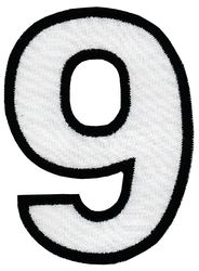 Nažehľovacie vyšívané čísla – deviatka biela výška 8 cm